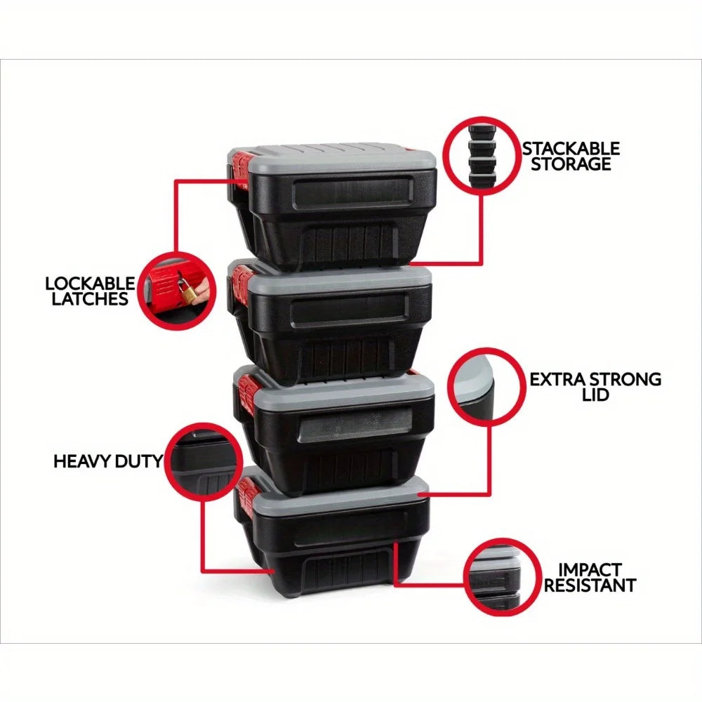 The 8-gallon heavy duty waterproof endurance storage box with heavy latch is perfect for storing your home items.