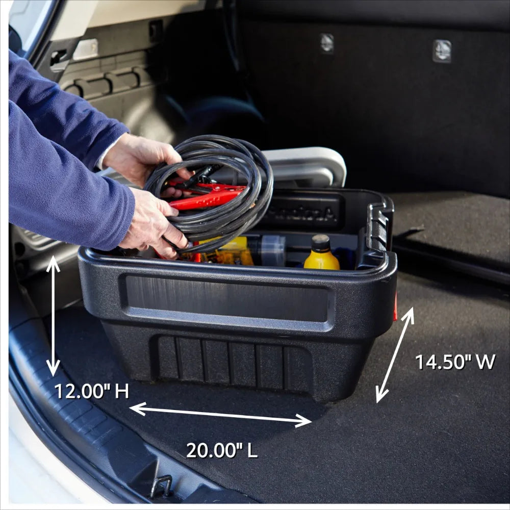 The 8-gallon heavy duty waterproof endurance storage box with heavy latch is perfect for storing your home items.