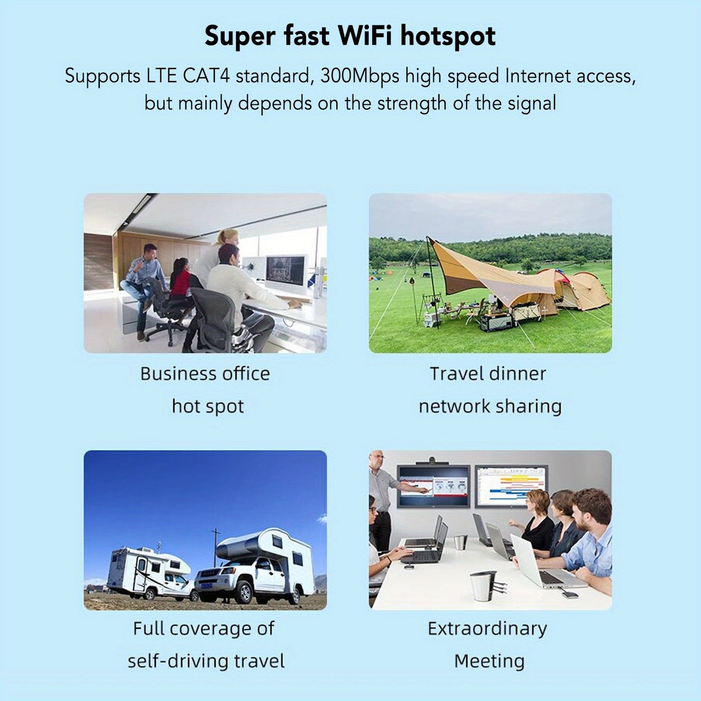 4G LTE Mobile Hotspot 300Mbps Portable WiFi Device Wireless Pocket Router Supports 10 Users with SIM Card Slot for Travel White