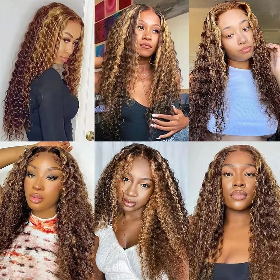 Lafino P4/27 Highlight Wig Human Hair 13x6 Hd Lace Frontal Wig 13x6 Deep Wave Wigs Curly Wigs Water Wave Human Hair Brazilian