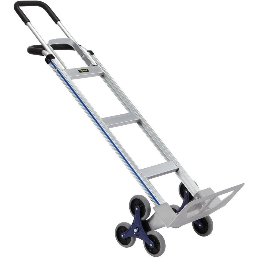 Stair Climbing Cart 550 lbs Load Capacity Aluminum Hand Truck Dolly with Dual Handles Integrated Frame Nonslip Rubber Wheels M